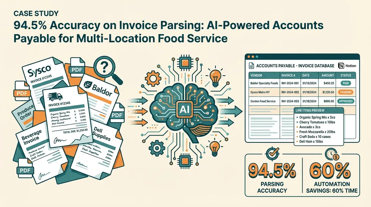 94.5% Accuracy on Invoice Parsing: AI-Powered Accounts Payable for Multi-Location Food Service