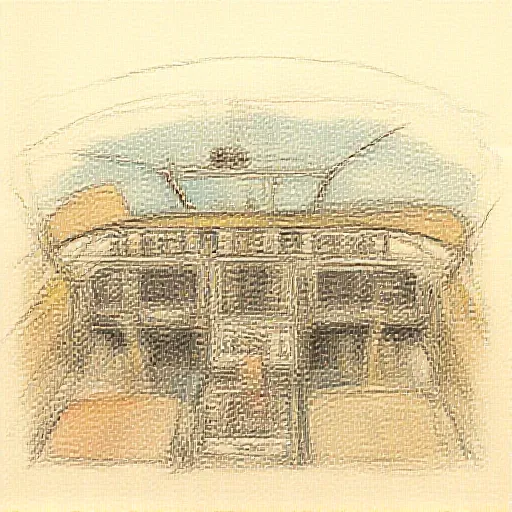 A hand drawn color sketch in the style of a 1930s newspaper of an old style airplane controls