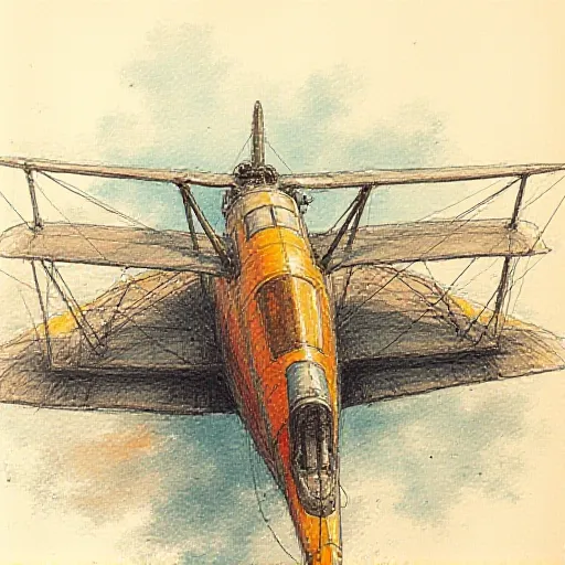 A hand drawn color sketch in the style of a 1930s newspaper of an old style airplane controls
