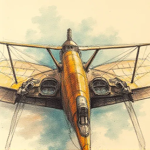 A hand drawn color sketch in the style of a 1930s newspaper of an old style airplane controls