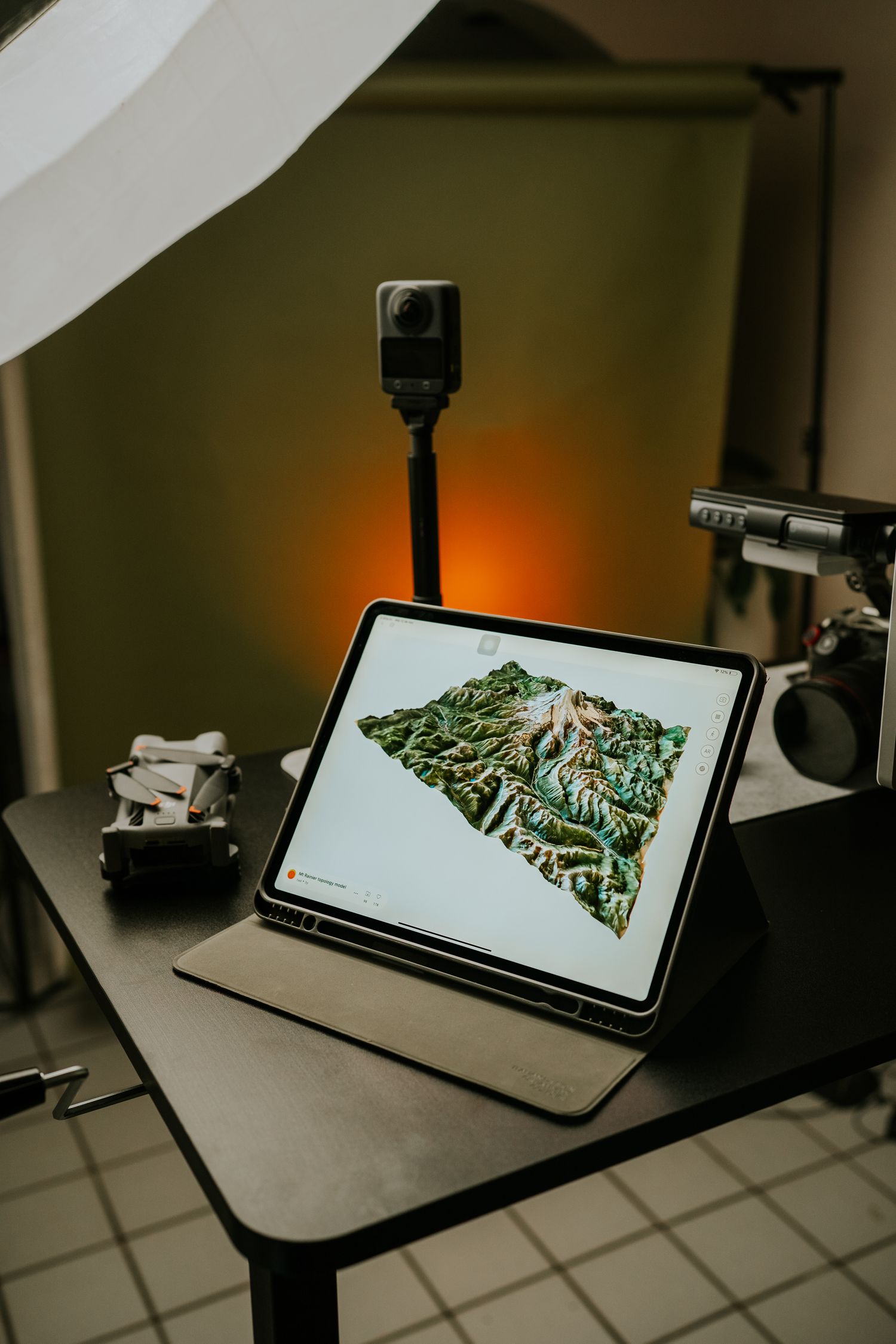 A field terrain map open on a tablet