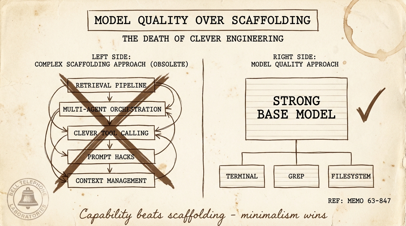 Model Quality Over Scaffolding: Minimalism in Agent Architecture